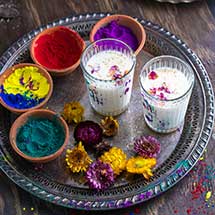 Holi festival drinks colorful Indian beverages thandai