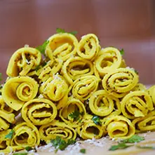 Khandvi Gujarati rolled snack made from gram flour